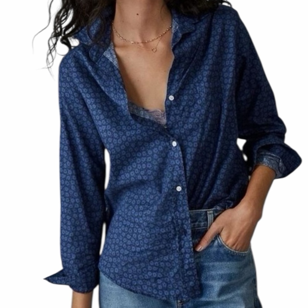 Grayson "Hero" Blue Floral Patterned Button-Up Shirt O2